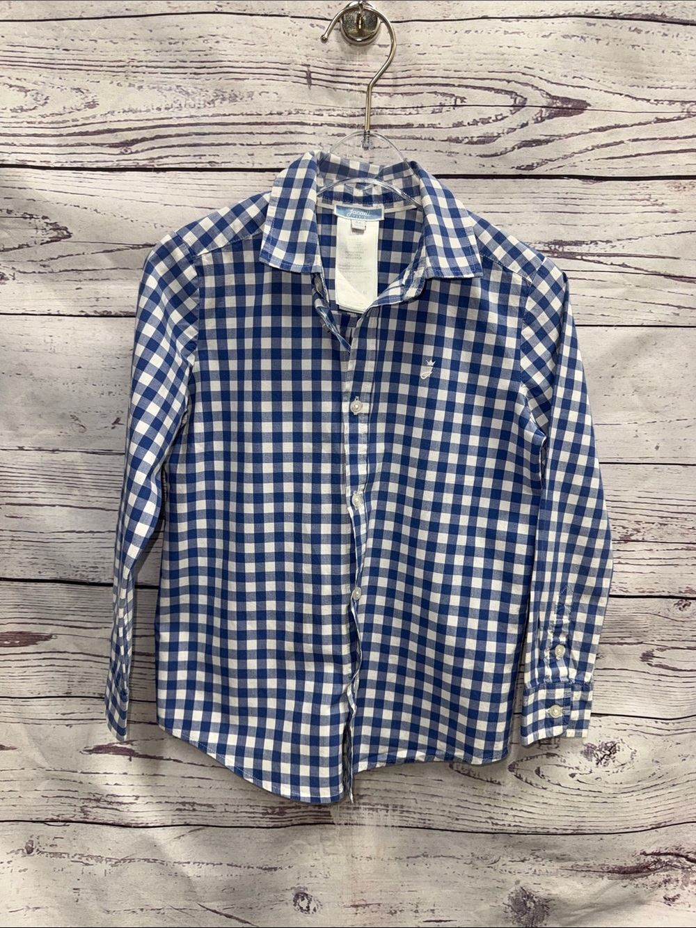 Jacadi Blue and White Gingham Button-Up Shirt Size 6